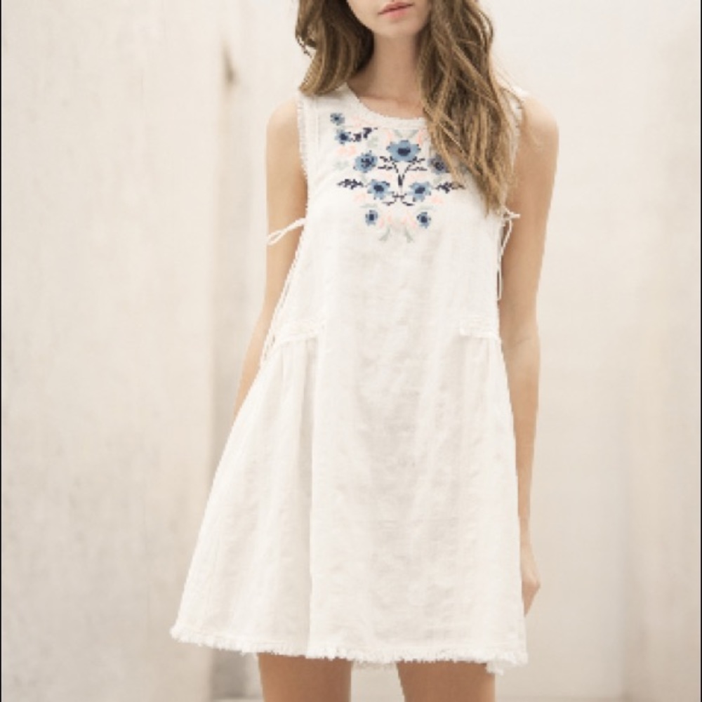 Off white embroidered dress